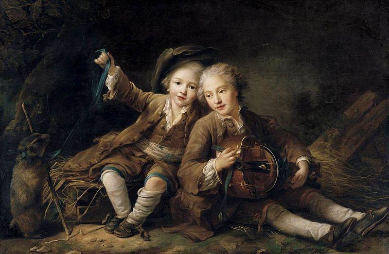 Francois-Hubert Drouais The Children of the Duc de Bouillon Dressed as Montagnards Sweden oil painting art